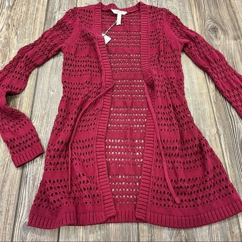 MATILDA Jane A Stitch In Time Cardigan Sweater XS NWT Burgundy Wine Red - Picture 7 of 10
